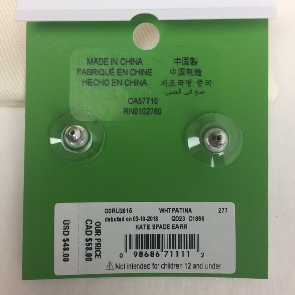 KATE SPADE Crystal Cluster Patina Stud Earrings - Picture 3 of 3